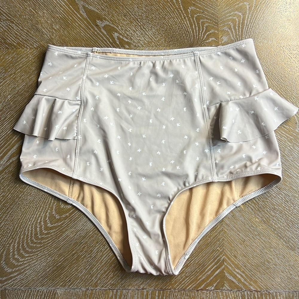 KORTNI JEANE Grey Highwaisted Swim Bikini Bottom M